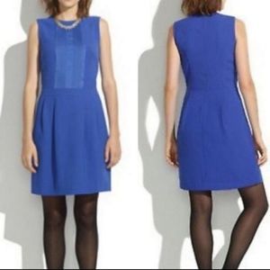 Madewell WOMEN'S ROYAL BLUE PLEATED FRONT SHEATH DRESS SIZE 4